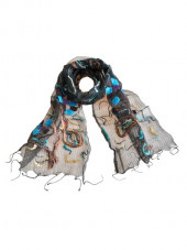 Foulard en soie, Fleurs géométriques bleu