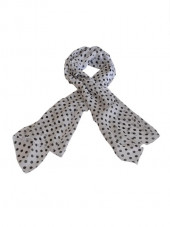 Foulard soie blanc, pois noirs