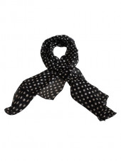 Foulard soie noir, pois blancs