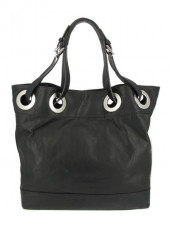 Sac cuir noir à oeillets