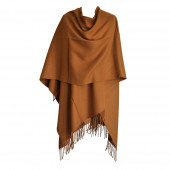 Grand Poncho camel frangé