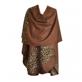 Poncho Full léopard marron arrondi