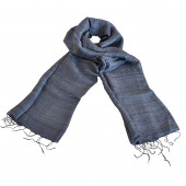 Foulard en soie sauvage bleu gris