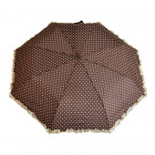 Parapluie froufrous marron à coeurs crèmes