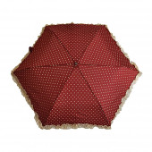 Parapluie « stylo » froufrous bordeaux à coeurs crèmes