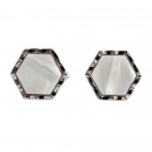 Boutons de manchette, hexagonaux de couleur nacre