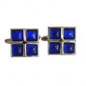 Boutons de manchette, carrés bleus