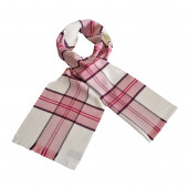 Echarpe écossaise blanche/rose