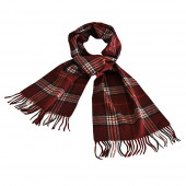 Echarpe à carreaux Lambswool Bordeaux