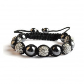 Shamballa 5 Perles - Blanc / Hematite