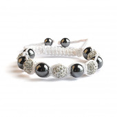 Shamballa 5 Perles - Blanc / Hematite