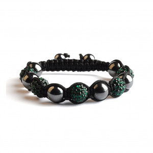 Shamballa 5 Perles - Vert Emeraude / Hematite