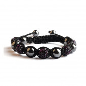 Shamballa 5 Perles - Améthyste / Hematite