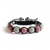 Shamballa 7 Perles - Rose pâle / Blanc