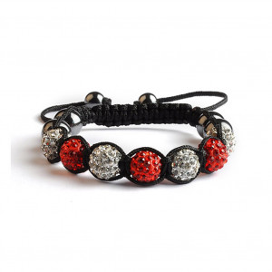 Shamballa 7 Perles - Rouge / Blanc