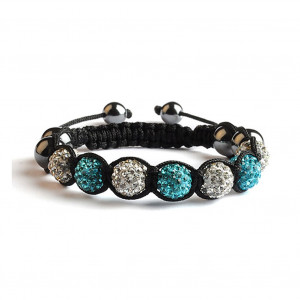 Shamballa 7 Perles - Bleu / Blanc