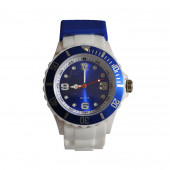 Montre Silicone, blanc / Bleu