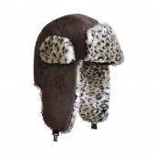 Chapka faux léopard gris foncé