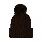 Bonnet pompon, Marron foncé
