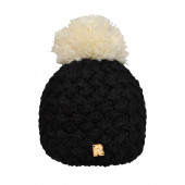 Bonnet noir, pompon écru