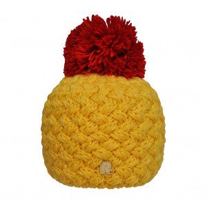 Bonnet jaune, pompon rouge