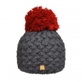 Bonnet gris, pompon rouge