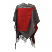 Poncho réversible gris/rouge