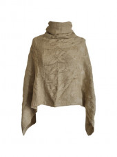 Poncho court torsades beige