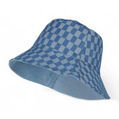 Chapeau souple à damier bleu jean, reversible uni