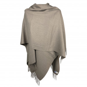 Grand Poncho Taupe frangé