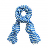 Chèche rayé turquoise / blanc