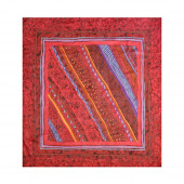 Carré de soie, obliques rouge vif
