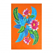 Paréo batik orange à fleurs