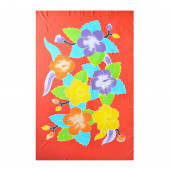Paréo batik rouge fleurs