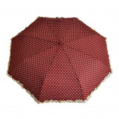 Parapluie froufrous bordeaux à coeurs crèmes