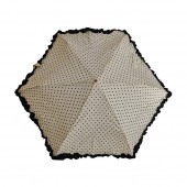 Parapluie « stylo » froufrous blanc à coeurs noirs