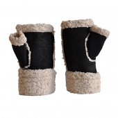 Mitaines noires « fourrure bouclettes »
