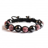 Shamballa 5 Perles - Rose pâle / Hematite