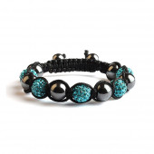 Shamballa 5 Perles - Bleu / Hematite