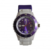 Montre Silicone, blanc / Violet