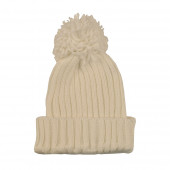 Bonnet pompon, Ecru