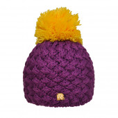 Bonnet violet, pompon jaune