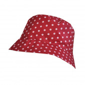 Chapeau imperméable rouge à pois