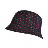 Chapeau imperméable noir à pois framboise