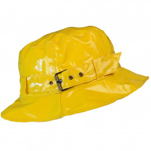 Chapeau de pluie à boucle uni, réglable,  de couleur jaune, Aspect ciré