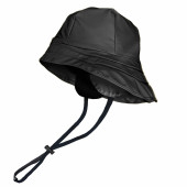 Chapeau de Pluie imperméable noir, à large bord, avec jugulaire et protège oreilles, intérieur polaire